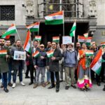 People gathered in support of the Indian High Commission